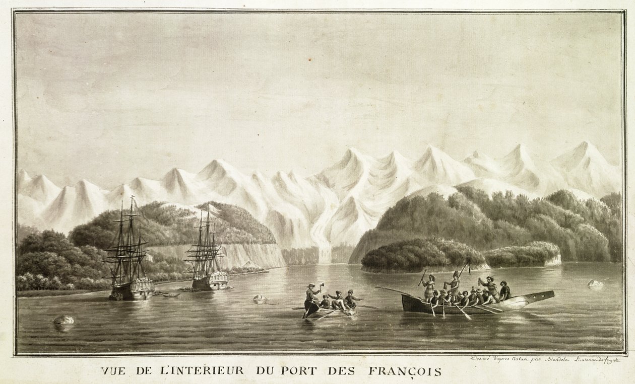 Le Port des Francais, Alaszka, a „Voyage de La Perouse”-ból, 1786. július (toll, tinta és mosás papíron) (lásd még: 169018) alkotó: Lieutenant Blondela