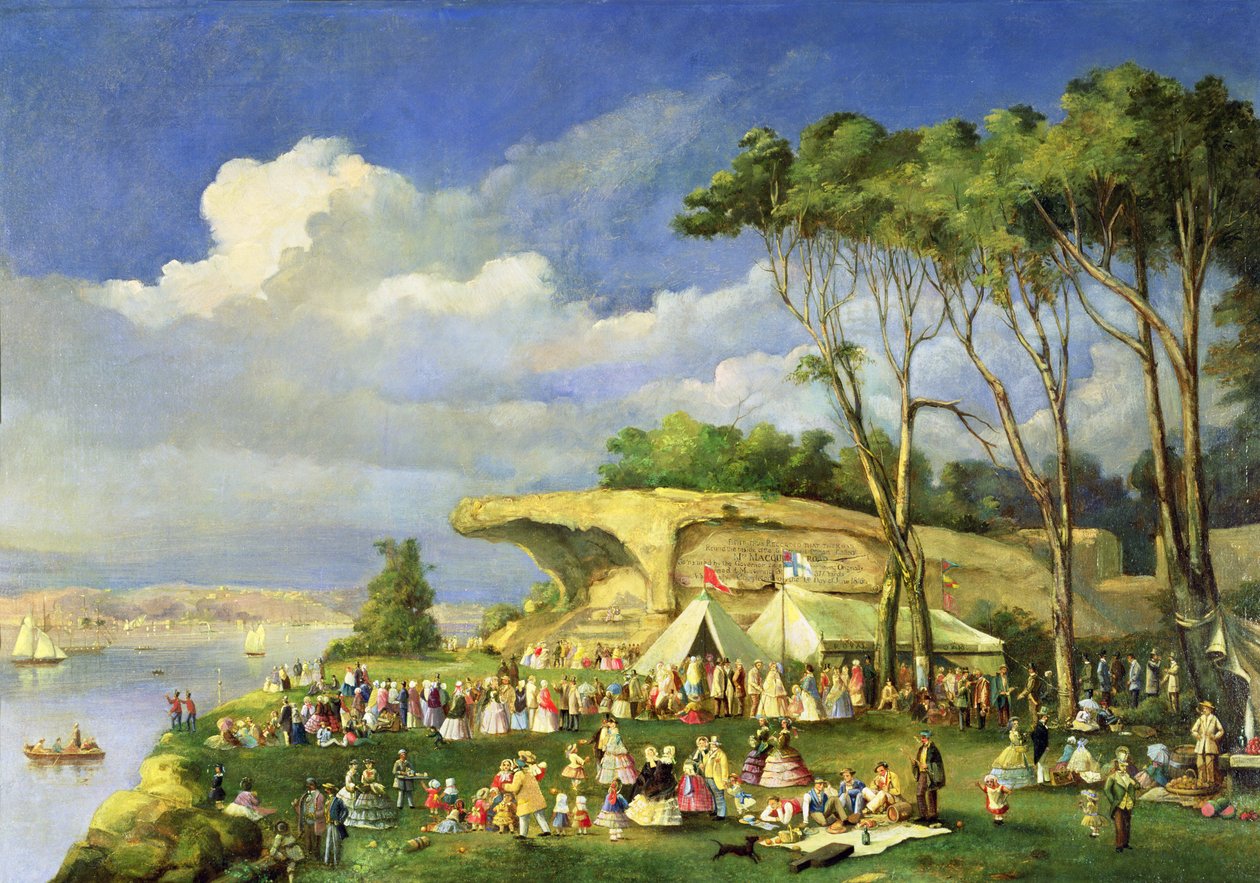 Piknik a Mrs Macquaries széknél, 1855 alkotó: Lieutenant George Austin Woods
