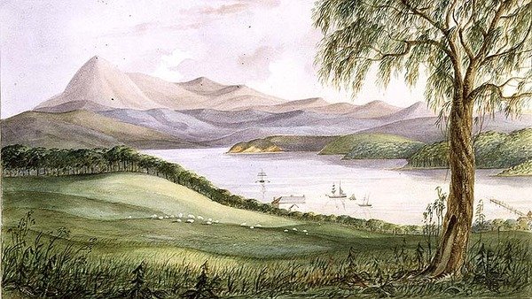 Twofold Bay, Új-Dél-Wales, 1860 körül (akvarell) alkotó: Lieutenant George Austin Woods