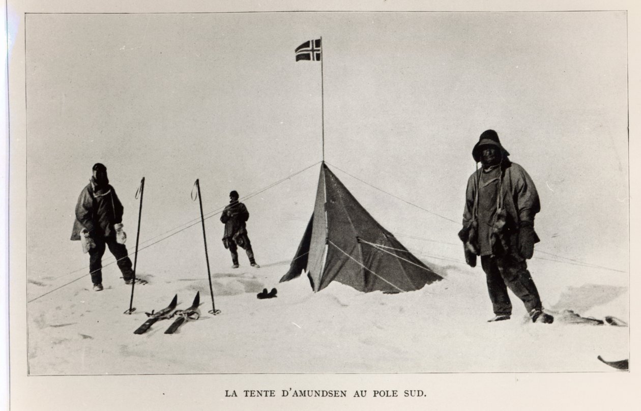 Roald Amundsen (1872-1928) sátrat hagyott a Déli-sarkon 1911-ben, 1912-ben alkotó: Lieutenant Henry Robertson Bowers