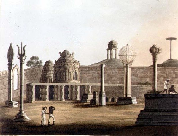 Egy mór mecset Bangalore-ban, 19. tábla a „Pictorial Scenery in the Kingdom of Mysore”, pub. írta: Edward Orme (1774-1820 körül) 1804 (akvatinta) alkotó: Lieutenant James (after) Hunter