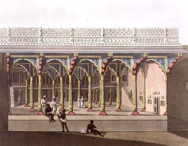 Tippoo palotájának nyugati frontja, Bangalore, 10. tábla a „Pictorial Scenery in the Kingdom of Mysore”-ból, Joseph Constantine Stadler (fl.1780-1812) kocsma metszete. Edward Orme (1774 -1820) 1804 (akvatinta) alkotó: Lieutenant James (after) Hunter