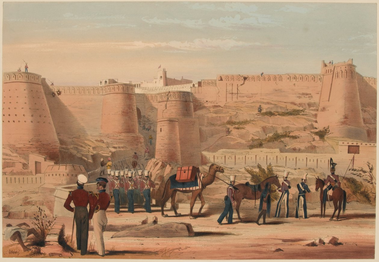 „Ghuznee vihara: Az akció utáni reggel”, 1839. július 23. (színes litó) alkotó: Lieutenant Thomas (after) Wingate