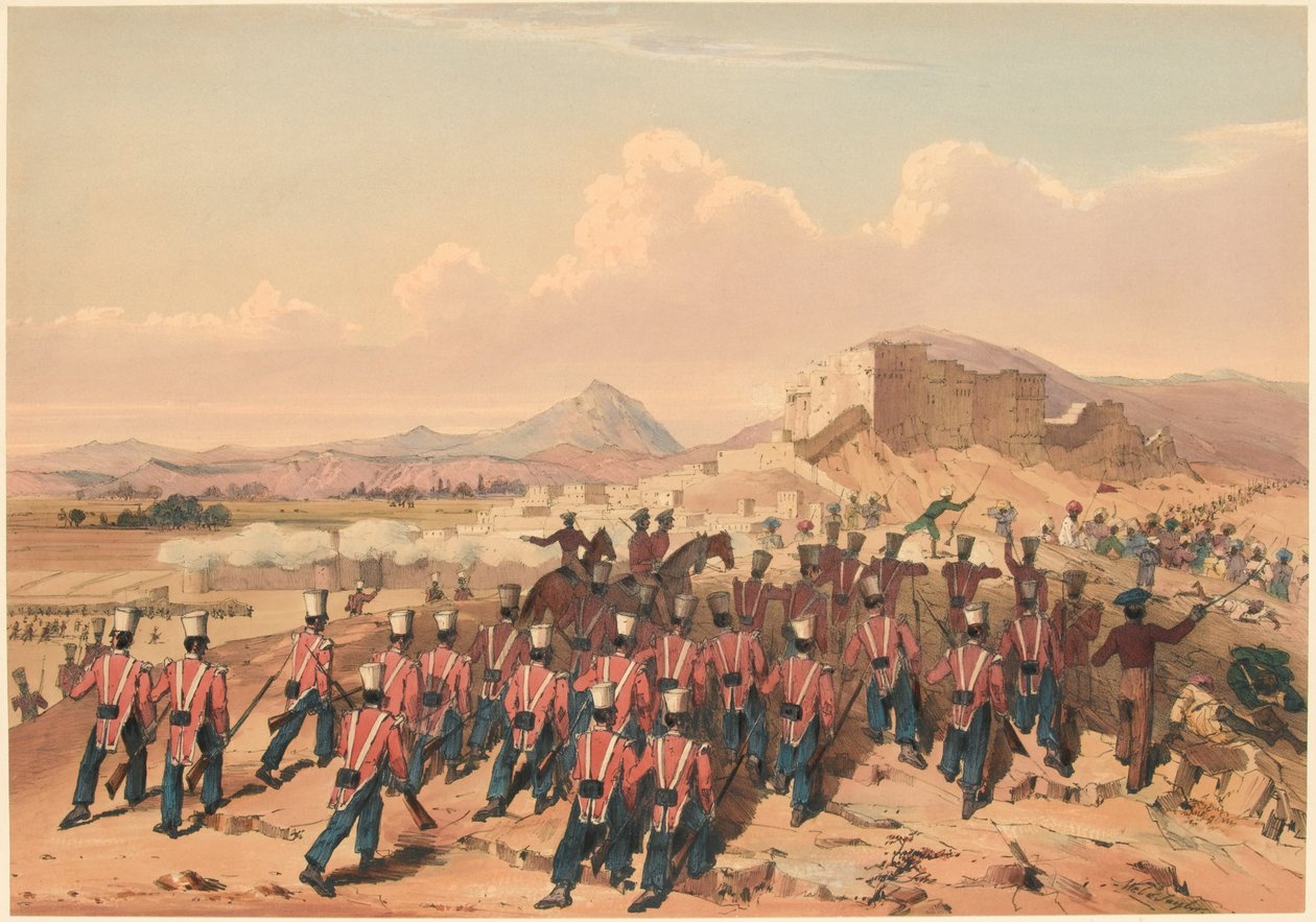 „Khelat vihara. [The 17th Regt] Taking the Heights (színes litó) alkotó: Lieutenant Thomas (after) Wingate
