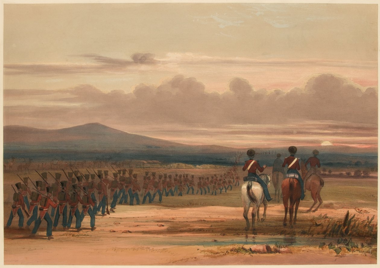 "A március a mocsaras sivatagon át" alkotó: Lieutenant Thomas (after) Wingate