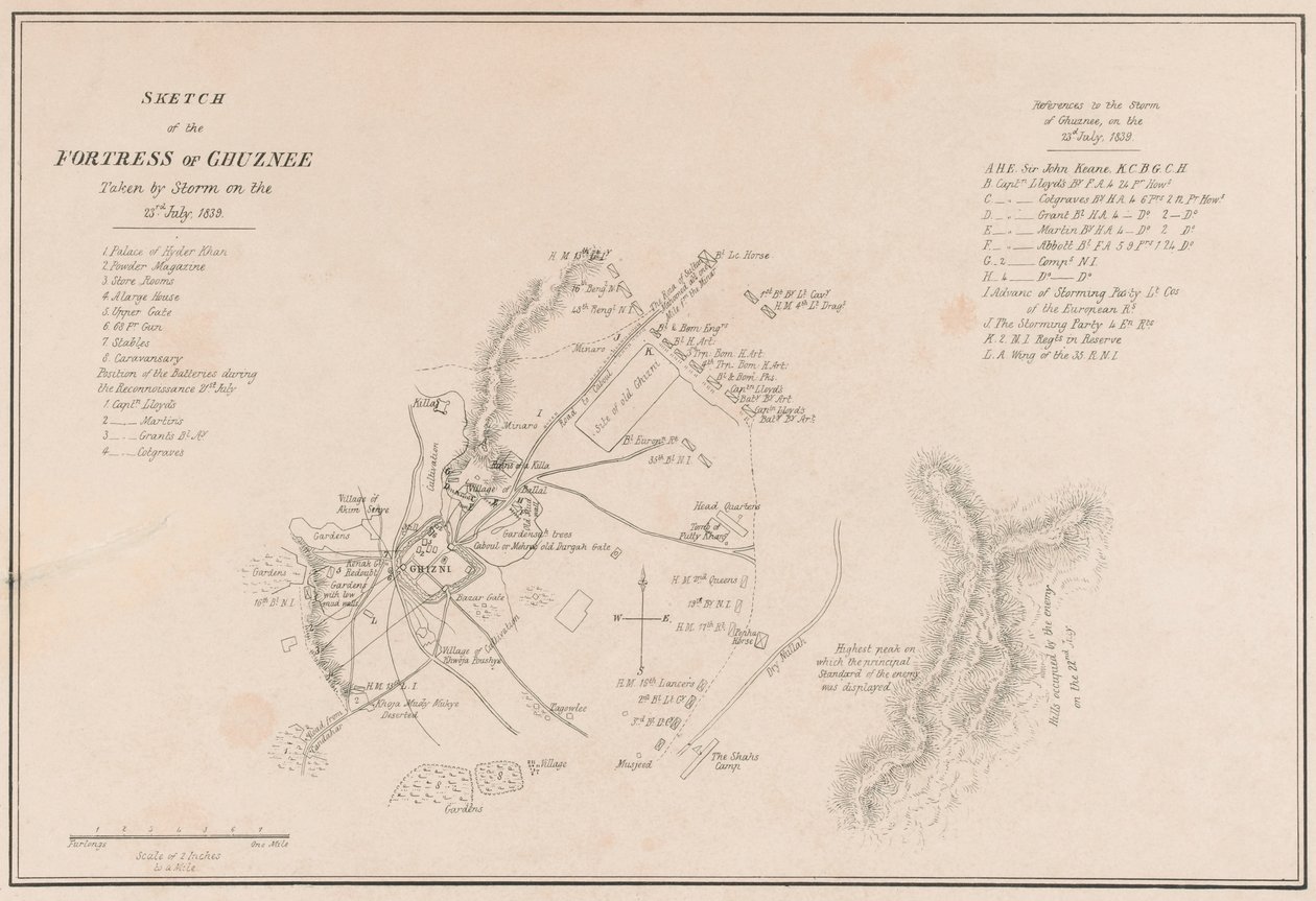 ?Ghuznee erődjének vázlata. Storm vette 1839. július 23-án? alkotó: Lieutenant Thomas Wingate
