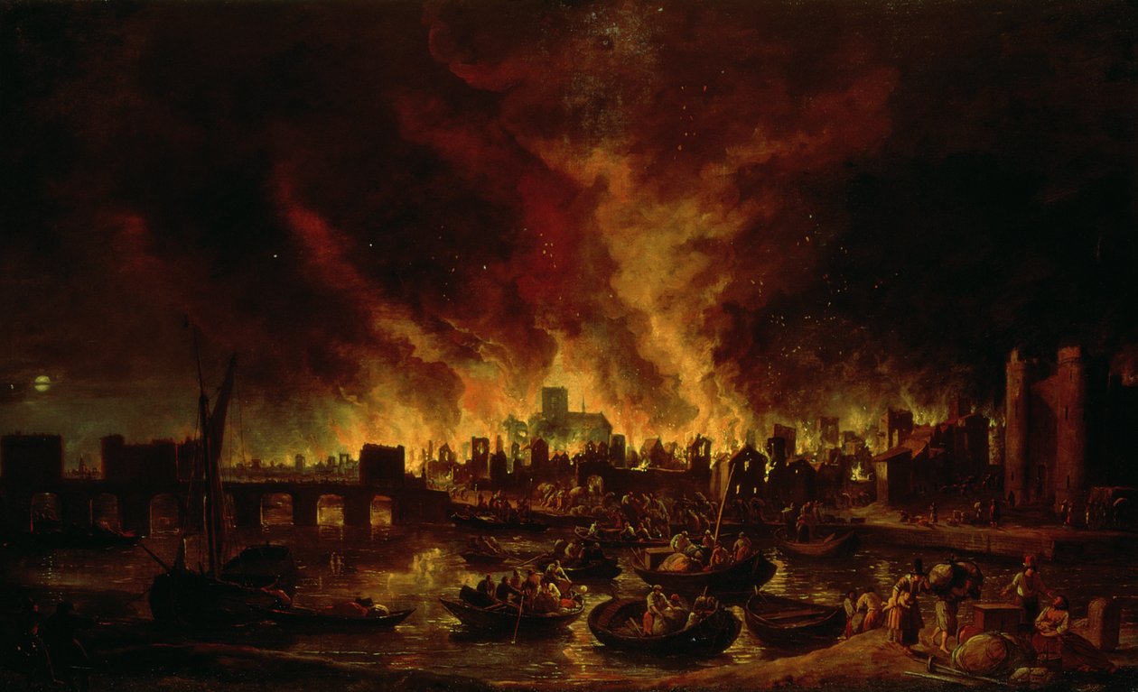 A londoni nagy tűzvész 1666-ban alkotó: Lieve Verschuier