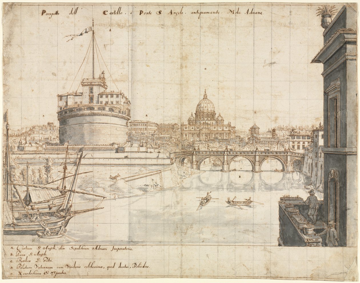 Tizennyolc kilátás Rómáról: Az Angyalvár, 1665. alkotó: Lievin Cruyl
