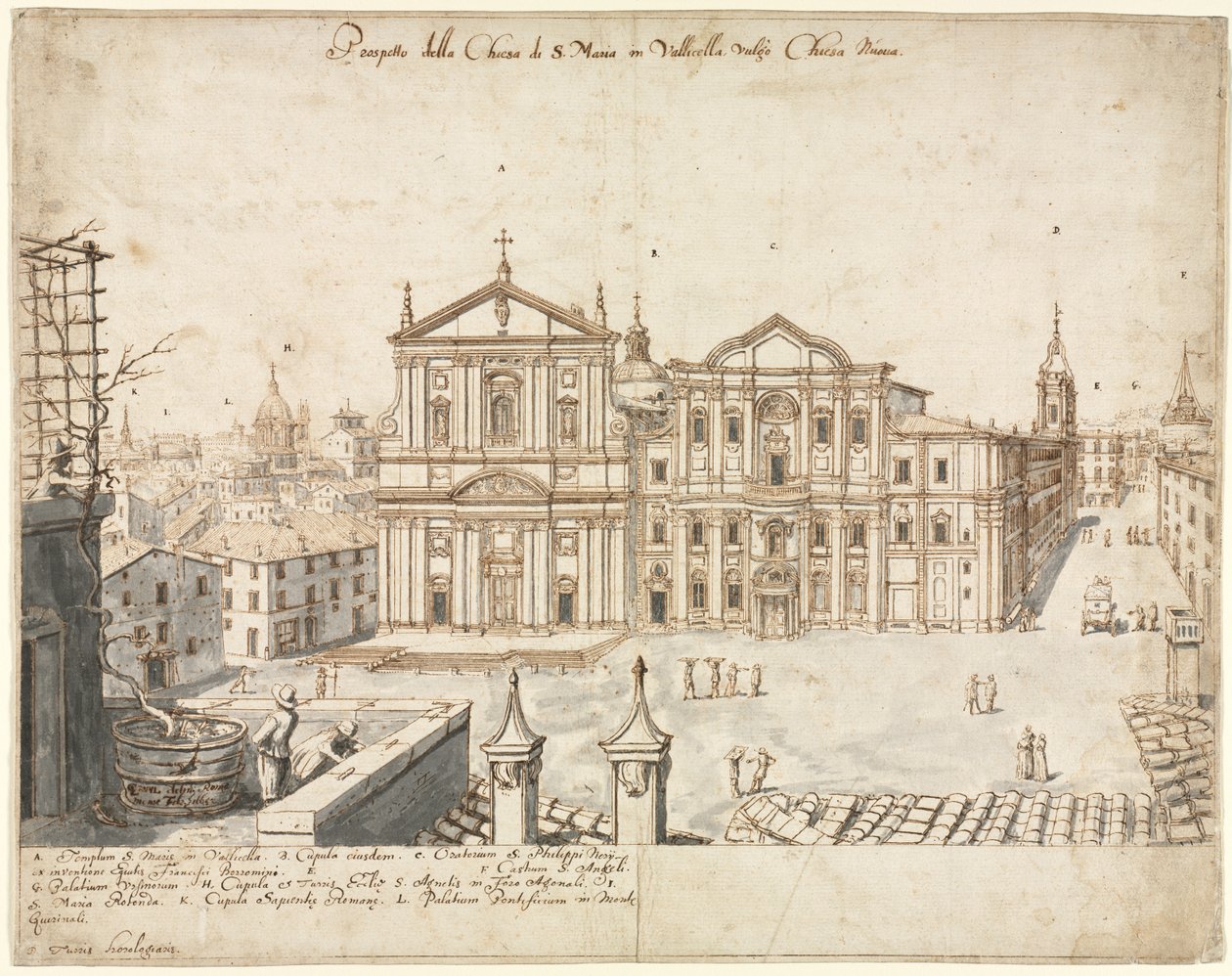 Tizennyolc kilátás Rómára: A Santa Maria templom Vallicella-ban alkotó: Lievin Cruyl