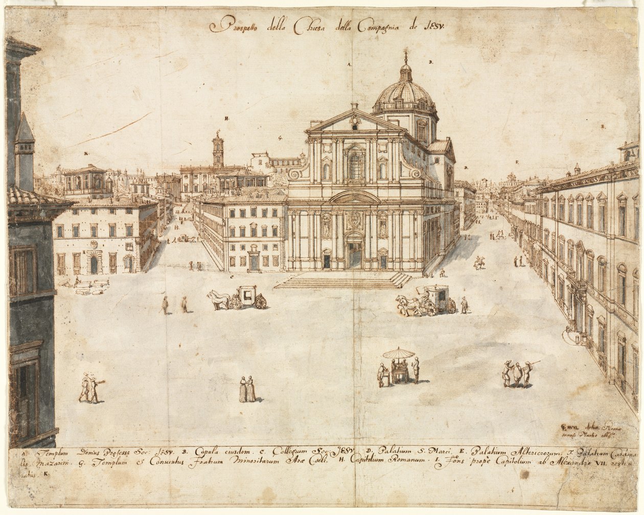 Róma tizennyolc képe: A Gesù-templom, 1665. alkotó: Lievin Cruyl