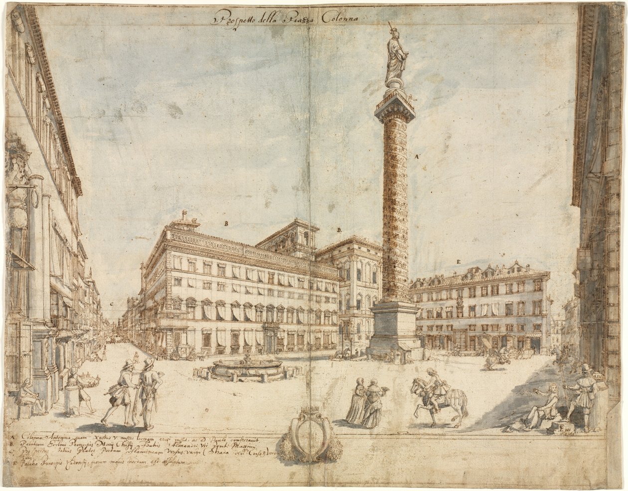 Tizennyolc kilátás Rómáról: A Piazza Colonna alkotó: Lievin Cruyl