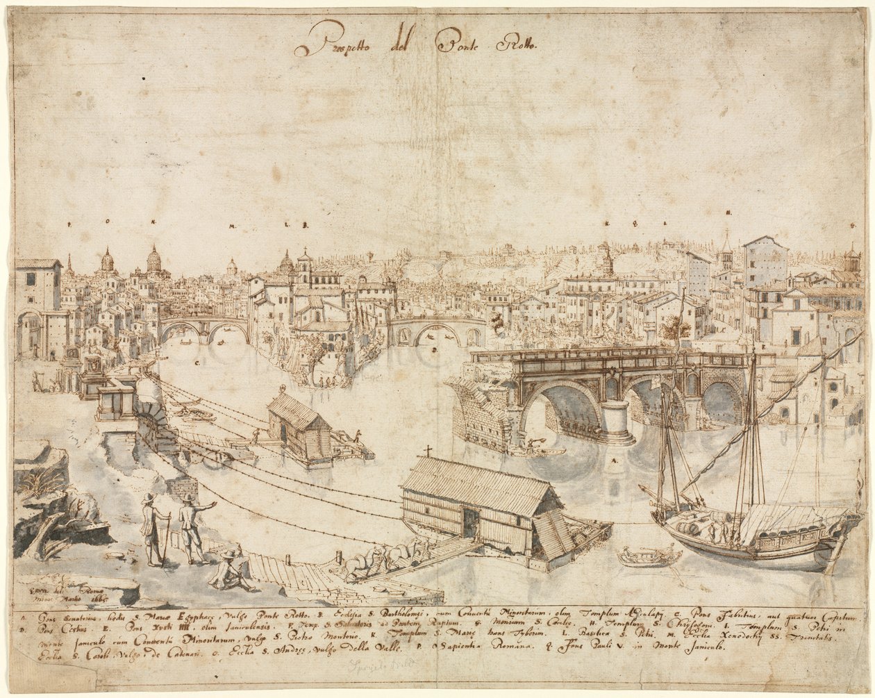Róma tizennyolc képe: A Ponte Rotto, 1665. alkotó: Lievin Cruyl