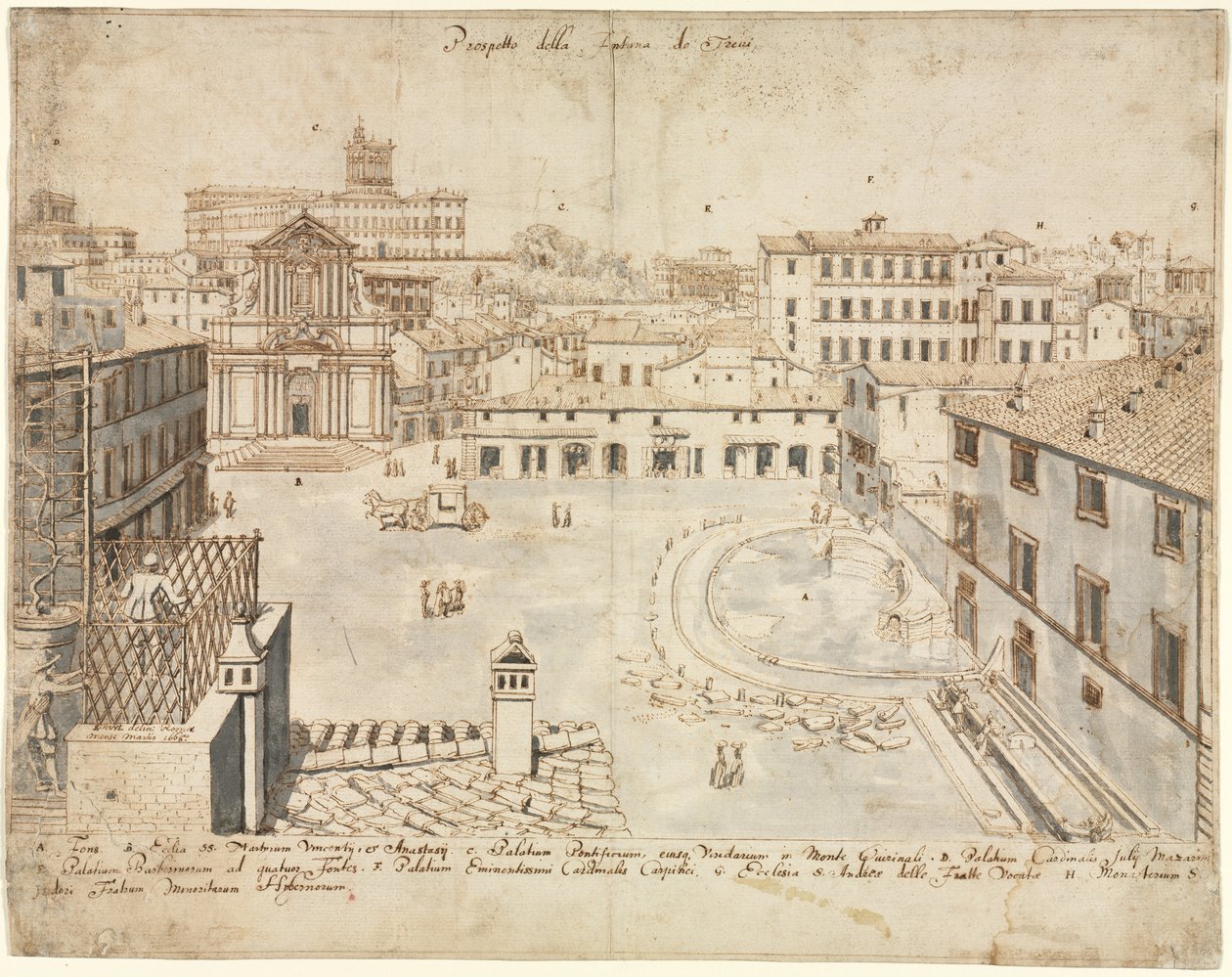 Tizennyolc kilátás Rómáról: A Trevi-kút, 1665. alkotó: Lievin Cruyl