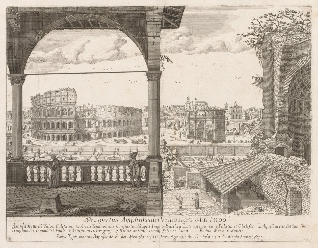 Az Arco di Costantino Colosseum Róma város Lourum prospektusából, 1666. alkotó: Lievin Cruyl