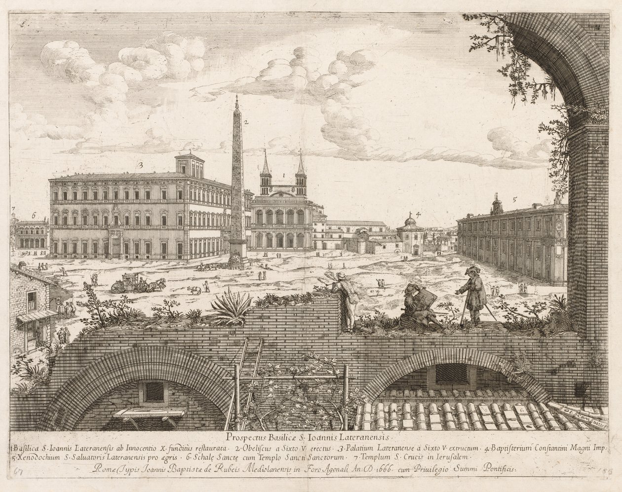 S. Giovanni in Laterano Róma város Locurum prospektusából, 1666. alkotó: Lievin Cruyl