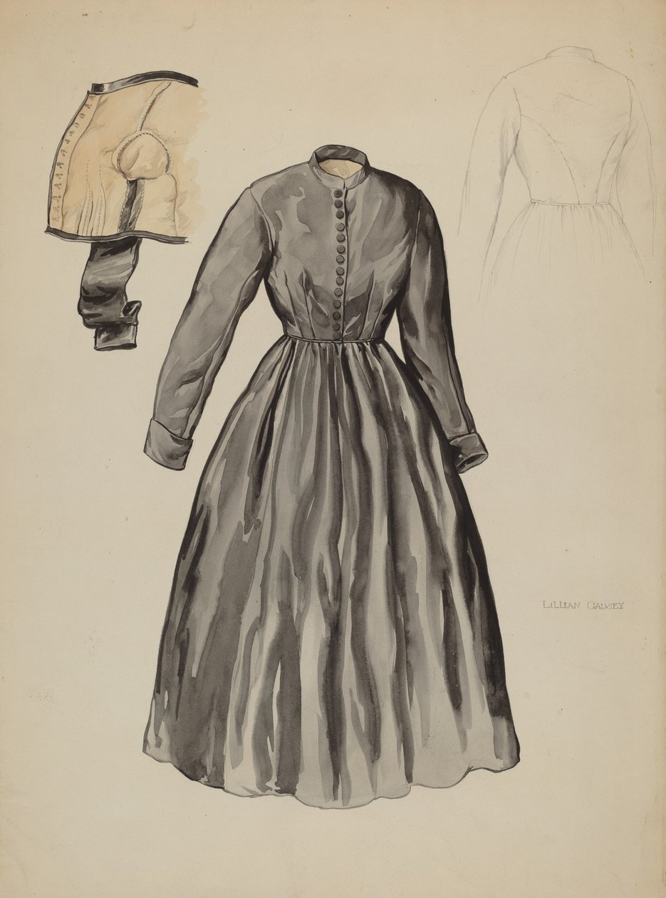 Quaker ruha, c. 1937. alkotó: Lillian Causey