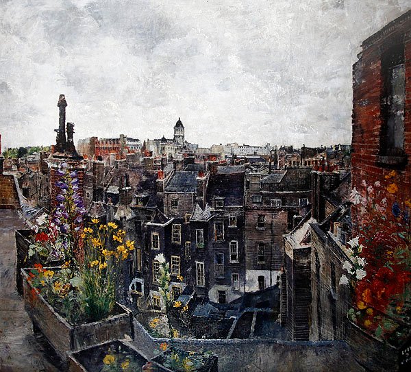 City of London Skies and Flowers (High Holborn tetői) 1930-as évek (olaj, vászon) alkotó: Lily Delissa Joseph