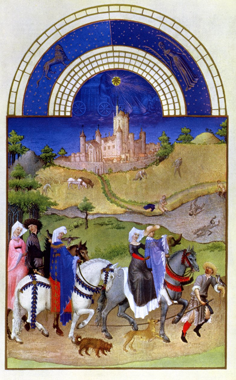 Augusztusi fakszimile: Hawking, a Tres Riches Heures du Duc de Berry-ből (az eredetit lásd: 8440) alkotó: Limbourg Brothers