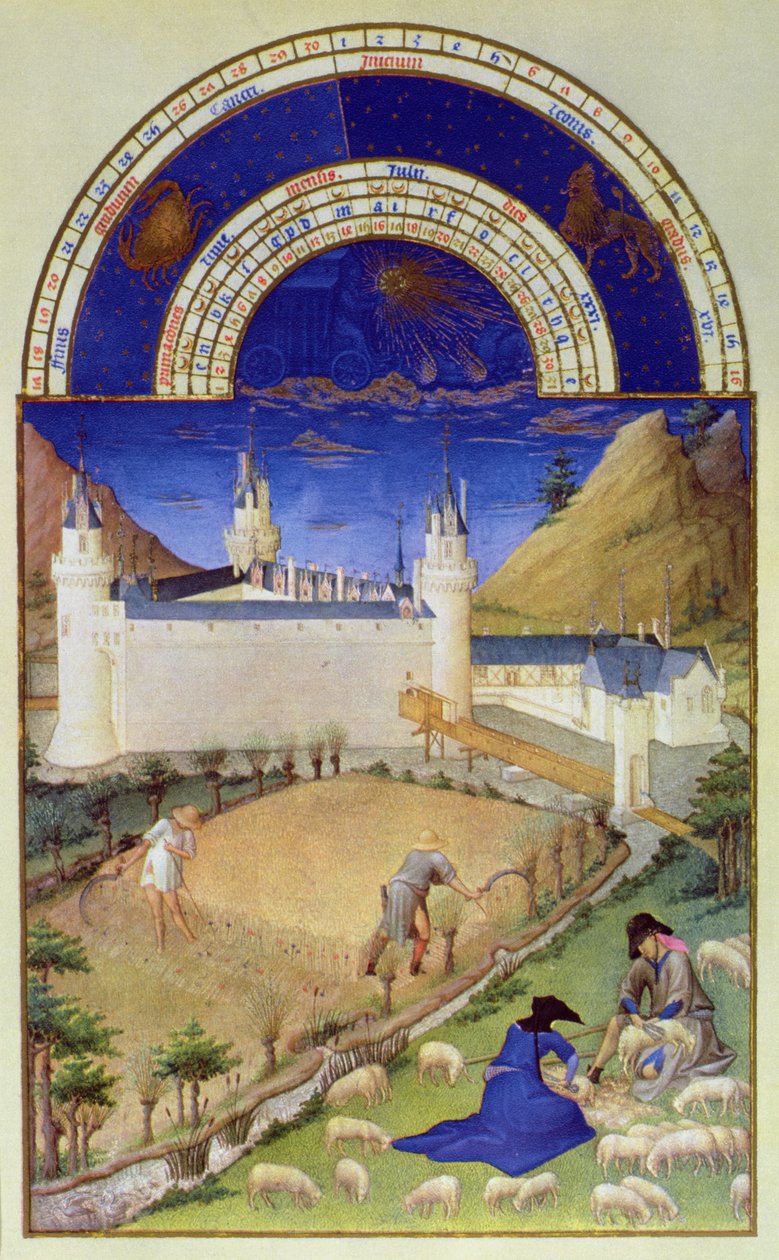 Júliusi fascimile: Tres Riches Heures du Duc de Berry című kötetből (az eredetit lásd a 8439. oldalon). alkotó: Limbourg Brothers