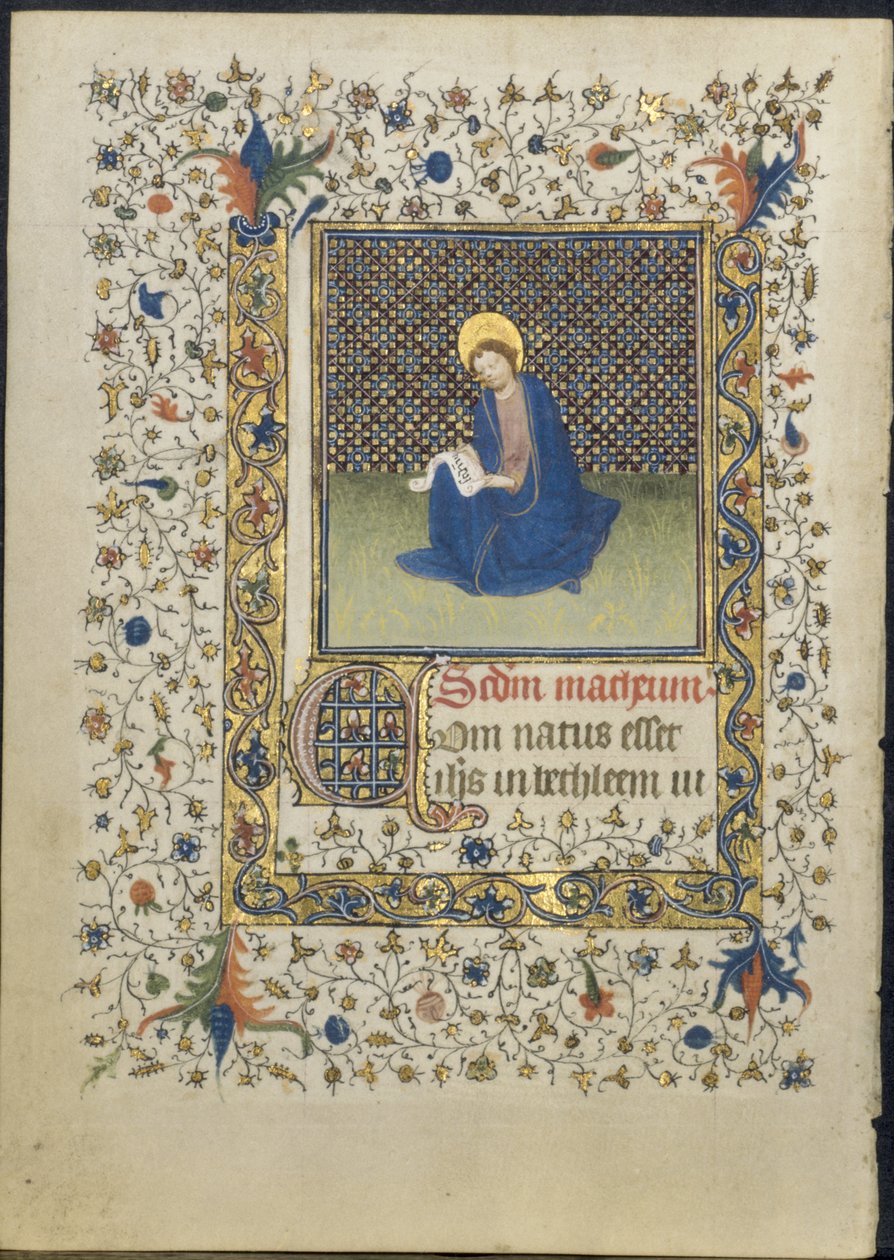 Levél egy Órakönyvből: Szent Máté, c. 1415-20. alkotó: Limbourg Brothers