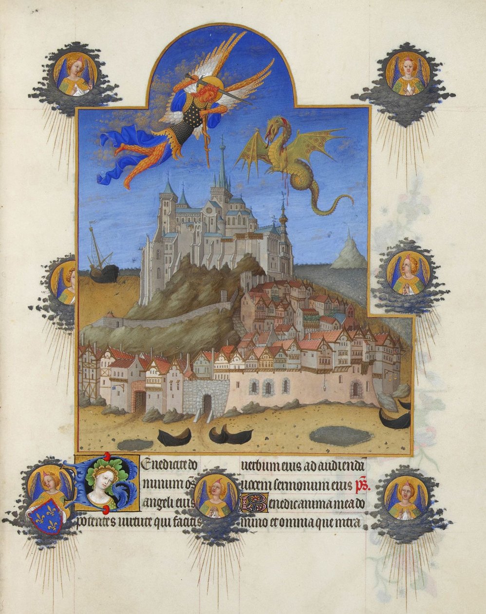 Très Riches Heures duc de Berry – Szent Mihály mise alkotó: Limbourg Brothers