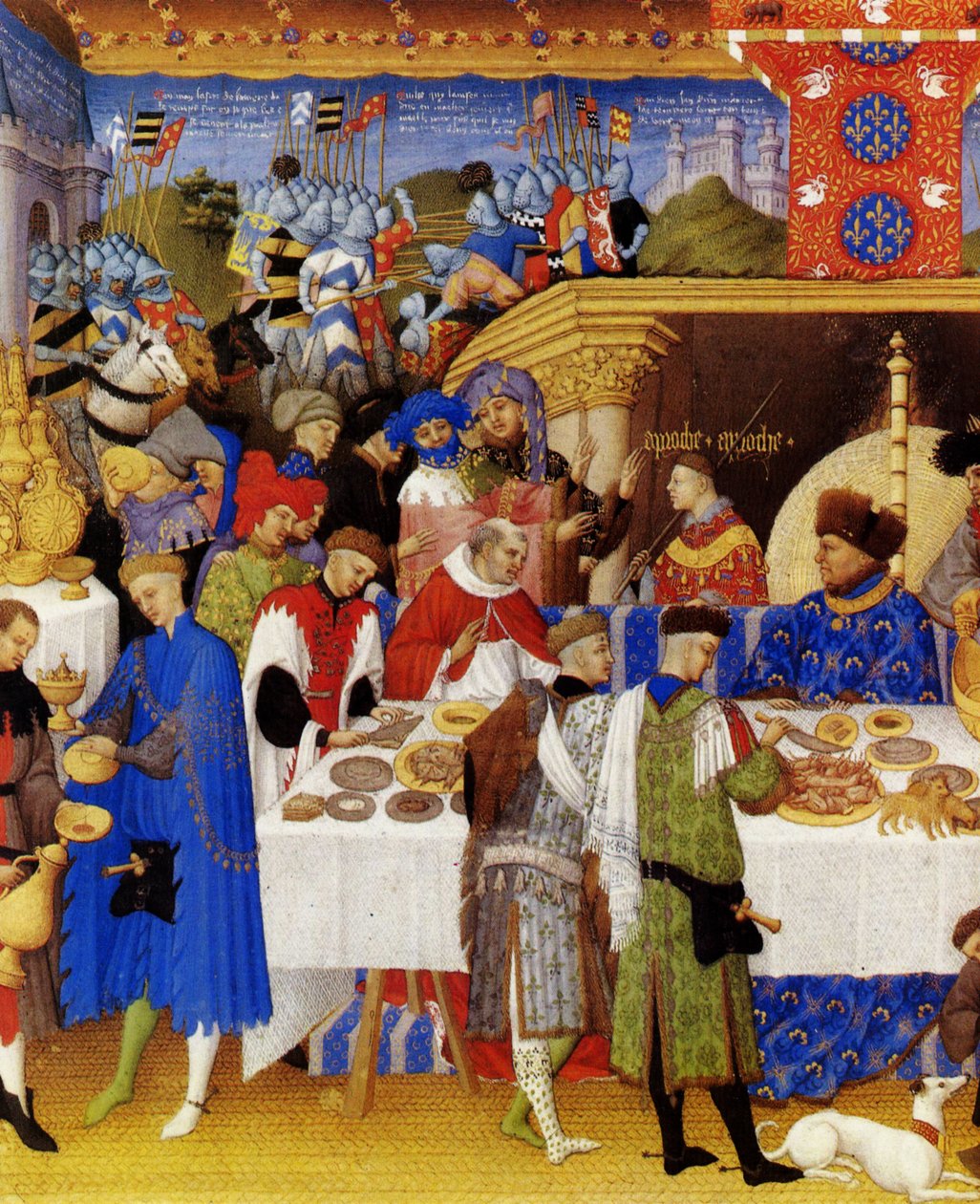 Très Riches Heures du Duc de Berry 1. fólia, hátoldal: január alkotó: Limbourg Brothers