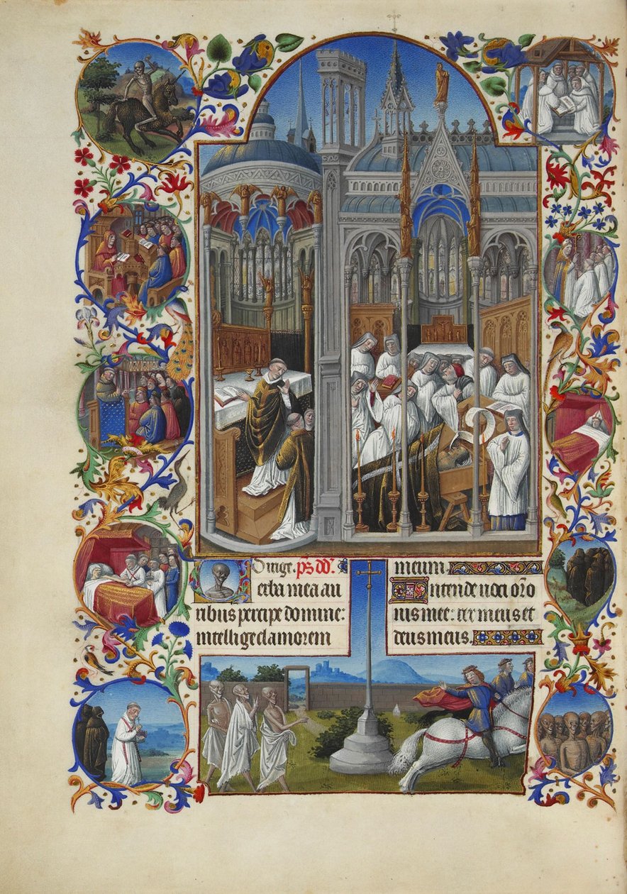 Très Riches Heures du duc de Berry Folio 86, verso - Raymond Diocrès temetése alkotó: Limbourg Brothers