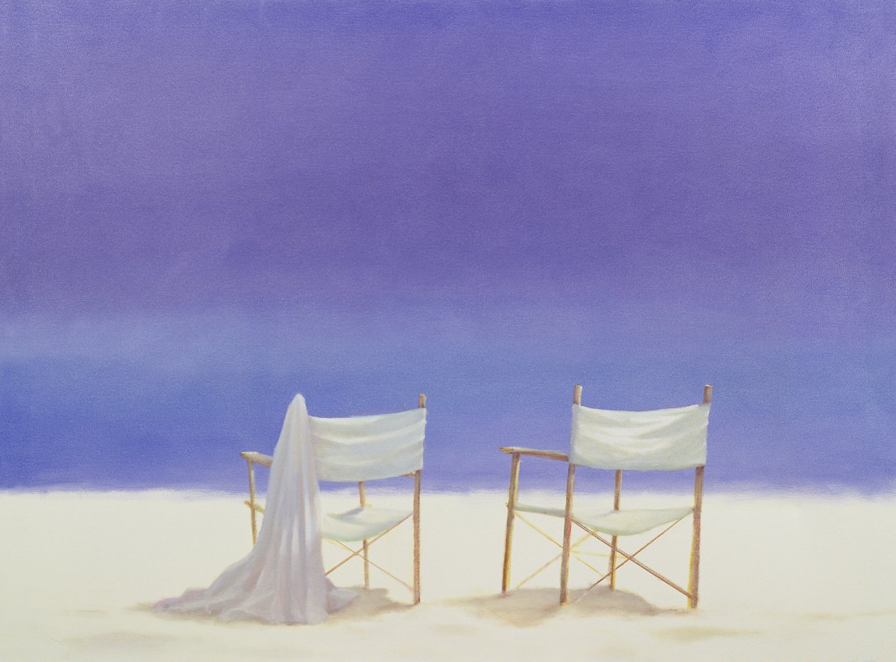 Székek a strandon, 1995 (akril, vászon) alkotó: Lincoln Seligman