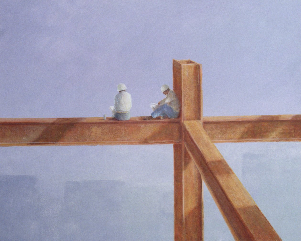Ebédszünet, 1985 (akril a fedélzeten) alkotó: Lincoln Seligman