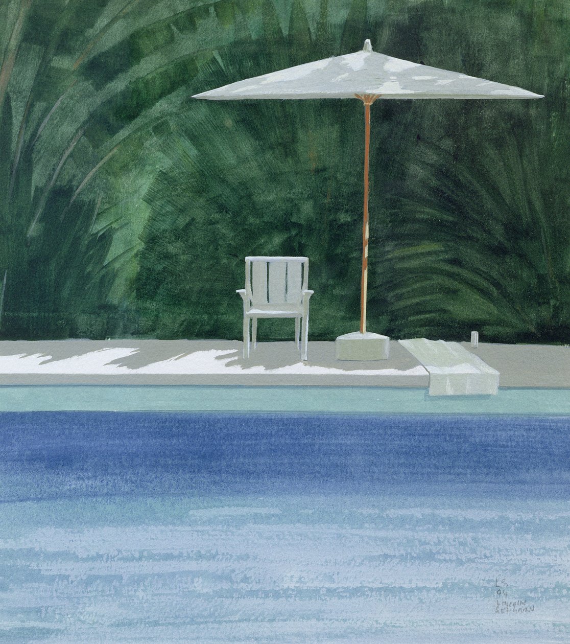 Poolside, 1994 (akril papíron) alkotó: Lincoln Seligman