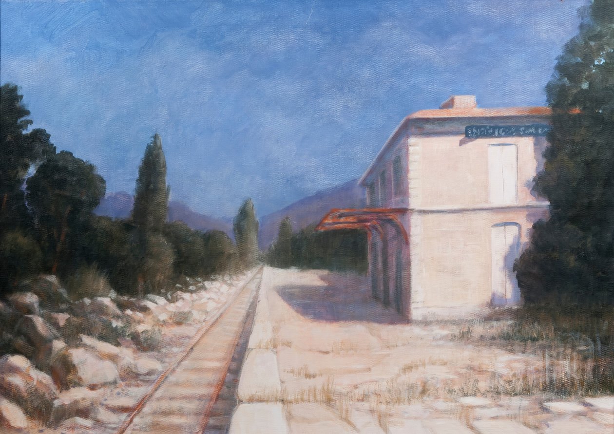 Vasútállomás, Châteauneuf, 2012 (akril, vászon) alkotó: Lincoln Seligman
