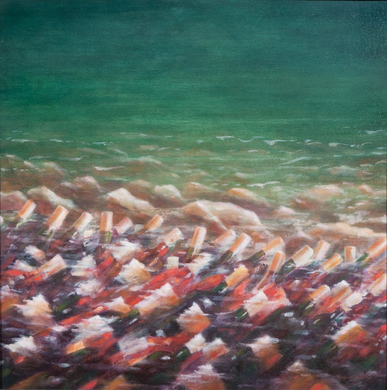 Vörös és rózsás hűtés, 2012 (akril, vászon) alkotó: Lincoln Seligman