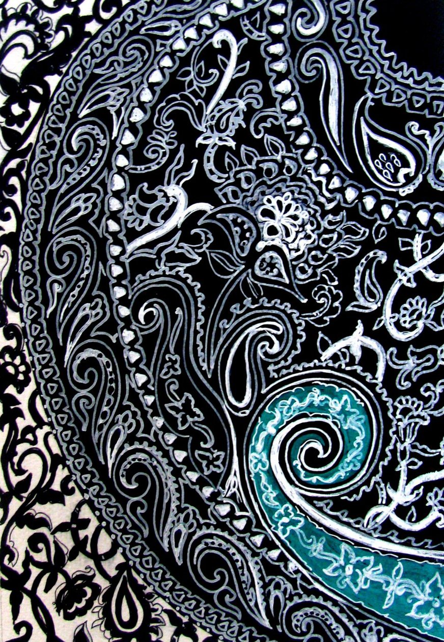Paisley tanulmány, 2016 (Tinta, akvarellpapír) alkotó: linda arthurs