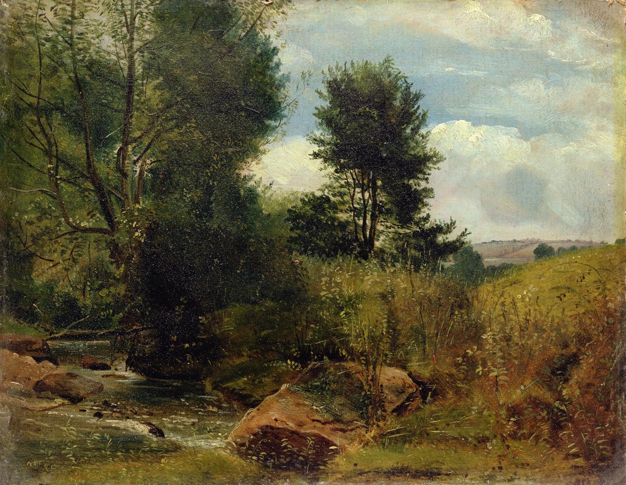 Kilátás a Sid folyóra, Sidmouth közelében, 1852 körül (olaj, papír, karton) alkotó: Lionel Constable