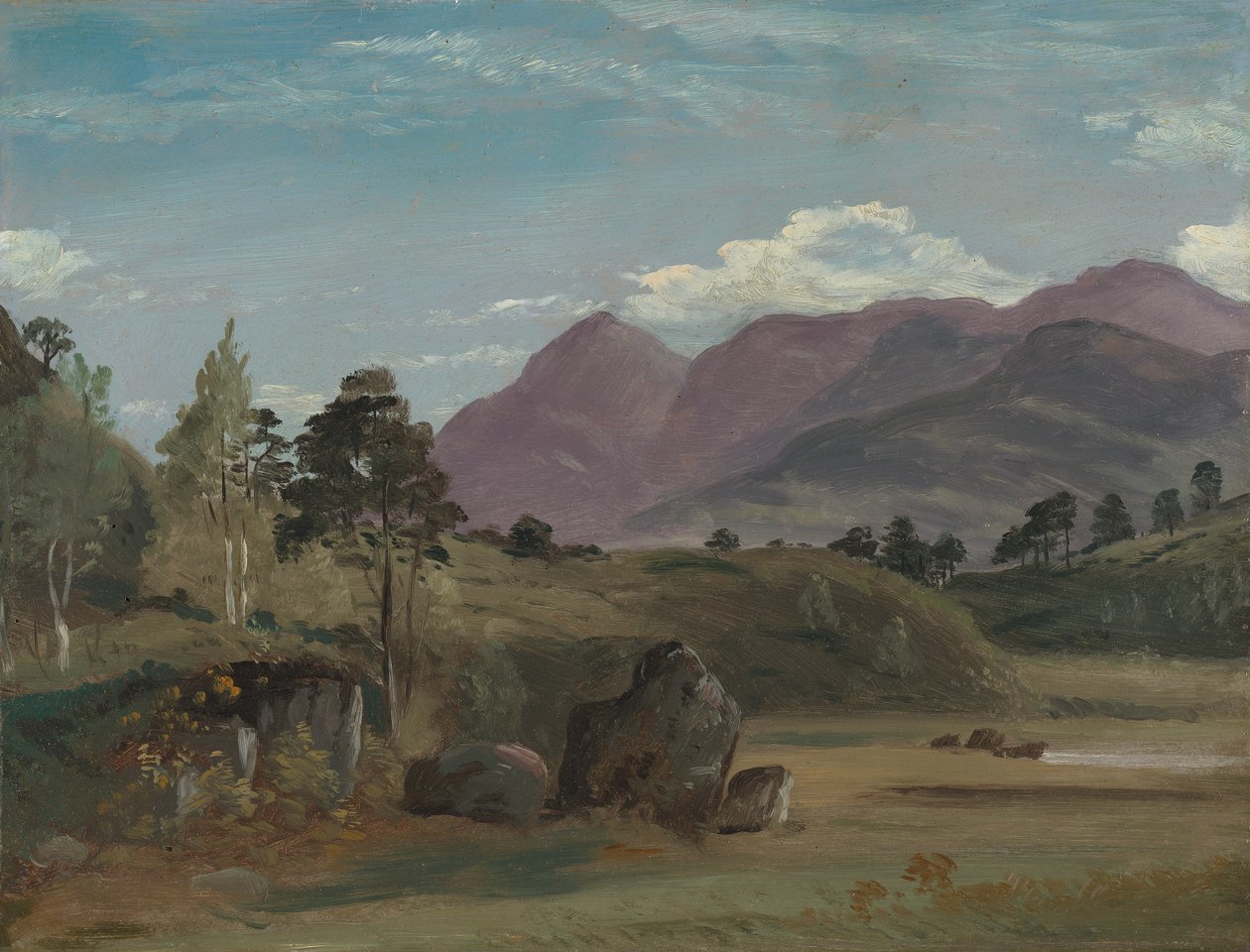 Hegyvidéki táj, esetleg a Tóvidéken alkotó: Lionel Constable