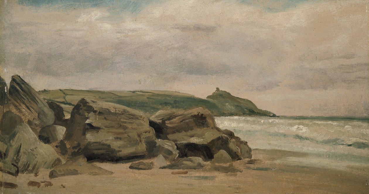 Kilátás Rame Head felé, Cornwall, 19. század (olaj, malomdeszka) alkotó: Lionel Constable