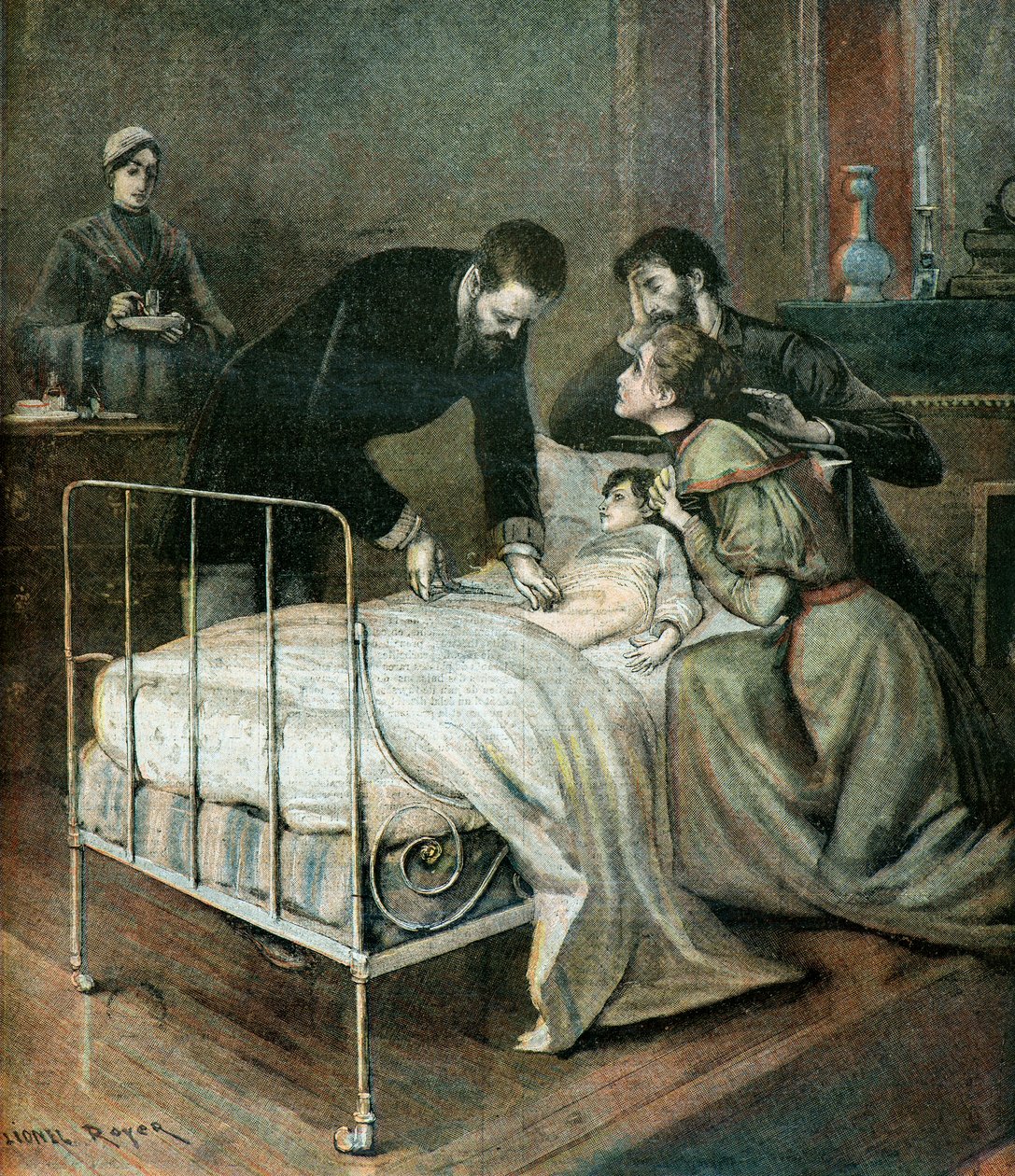 Emile Roux doktor oltást ad egy gyermeknek alkotó: Lionel Noel Royer