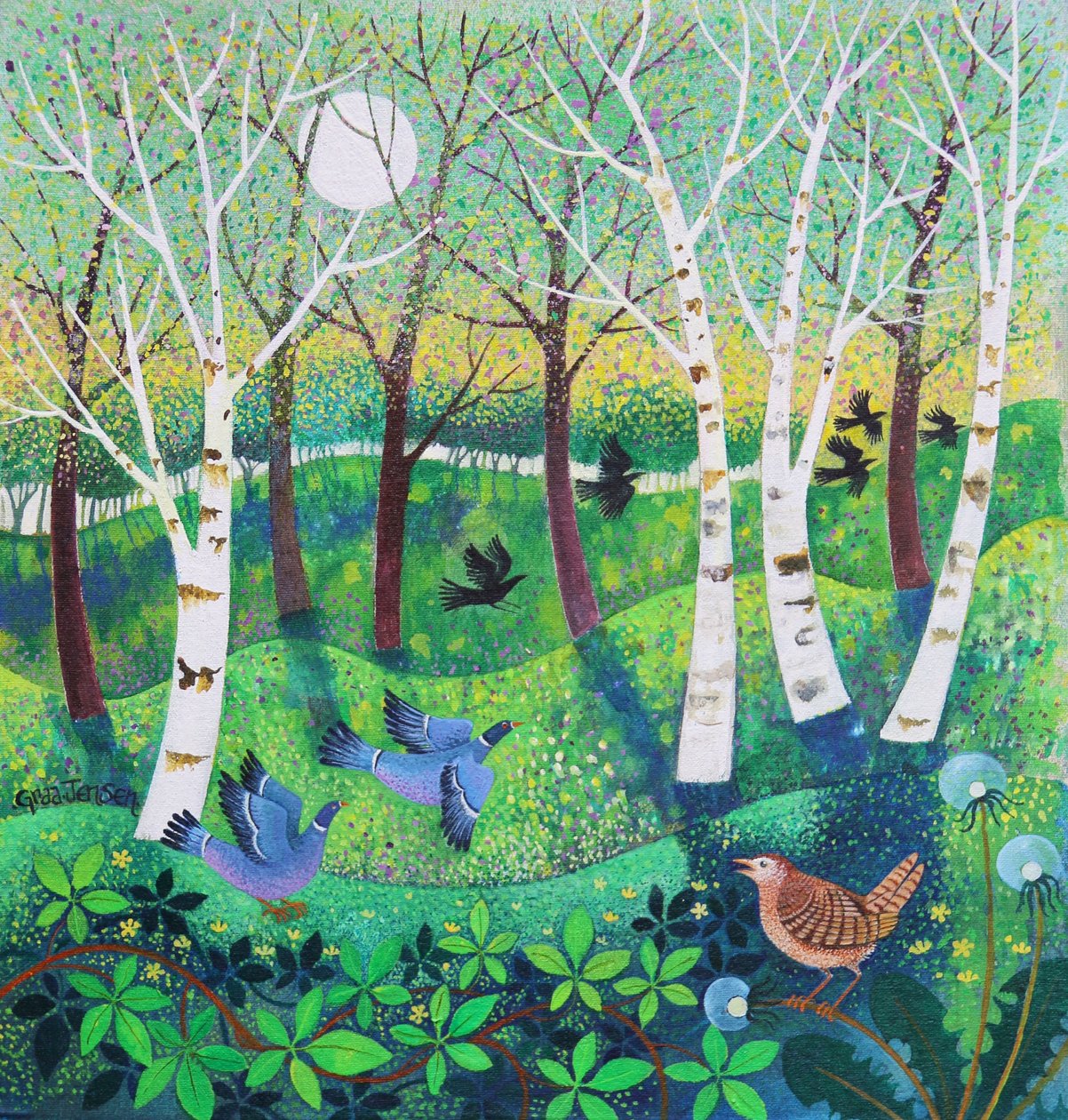 Birds on the Common, 2021 (akril, vászon) alkotó: Lisa Graa Jensen