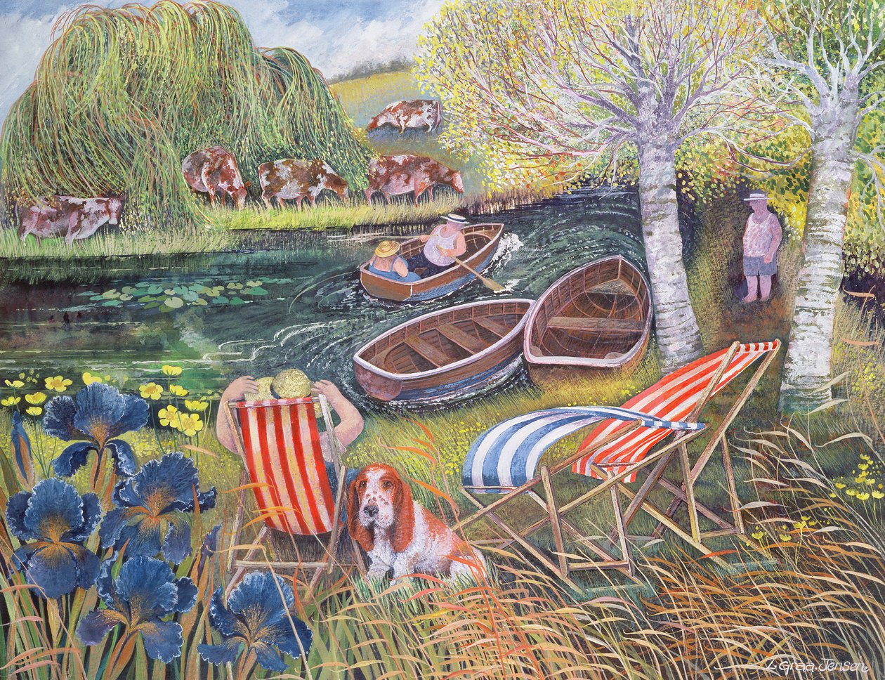 Breezy River, 1995 (akril tinta, gouache) alkotó: Lisa Graa Jensen