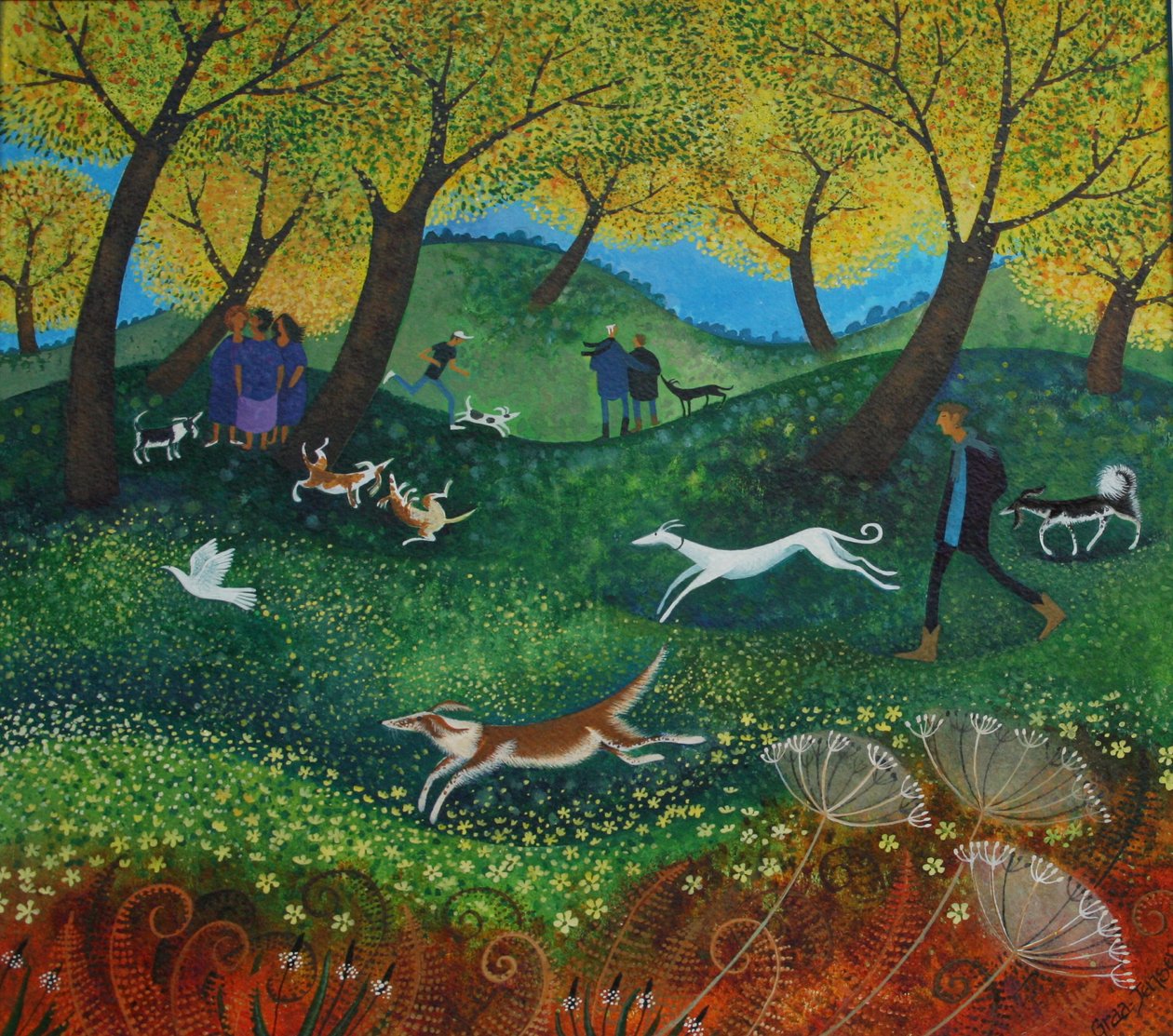 Doggie Pals, 2012, (akril tinták papíron) alkotó: Lisa Graa Jensen