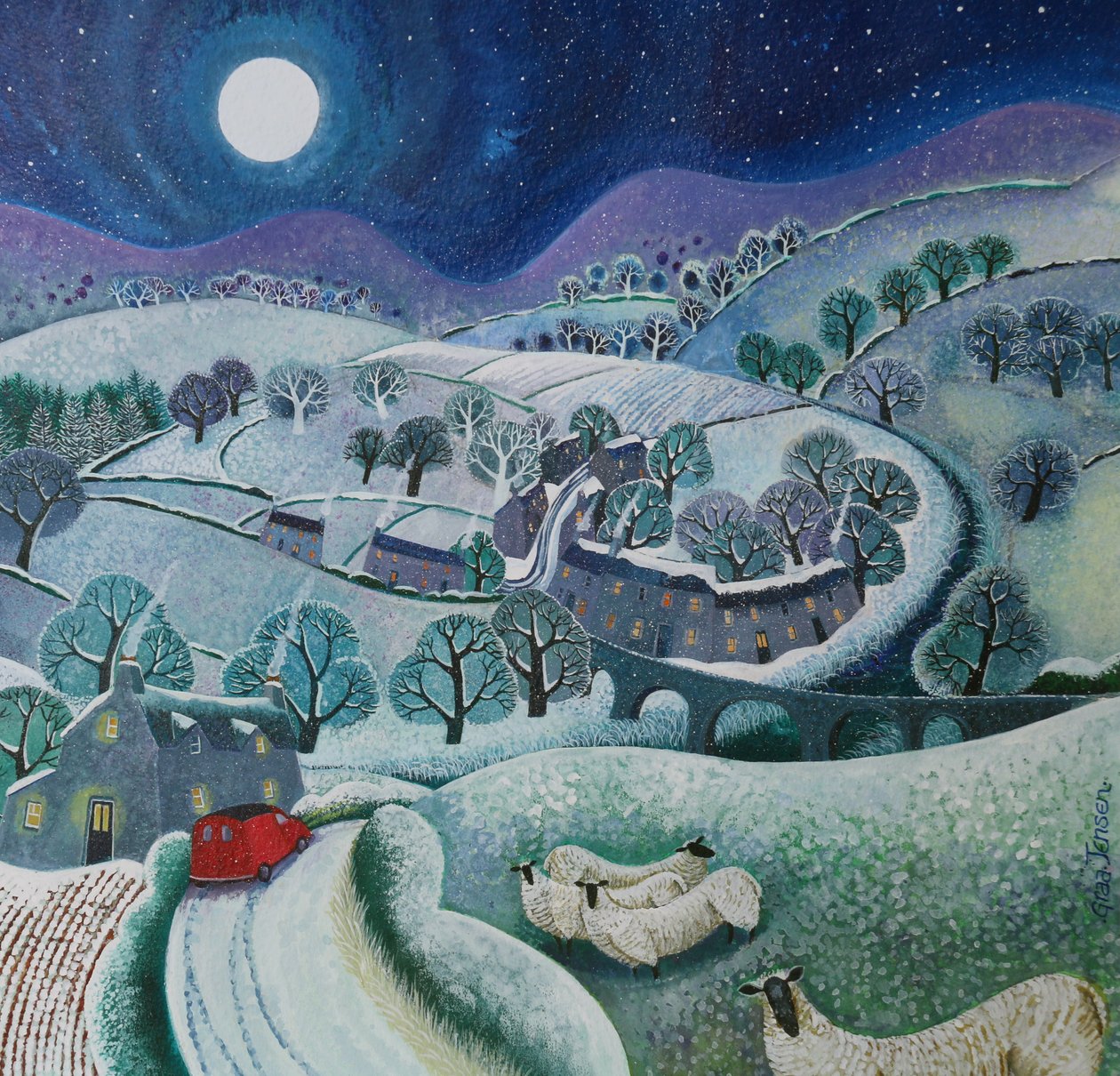 Első permetezés, 2016 (akril tinták papíron) alkotó: Lisa Graa Jensen