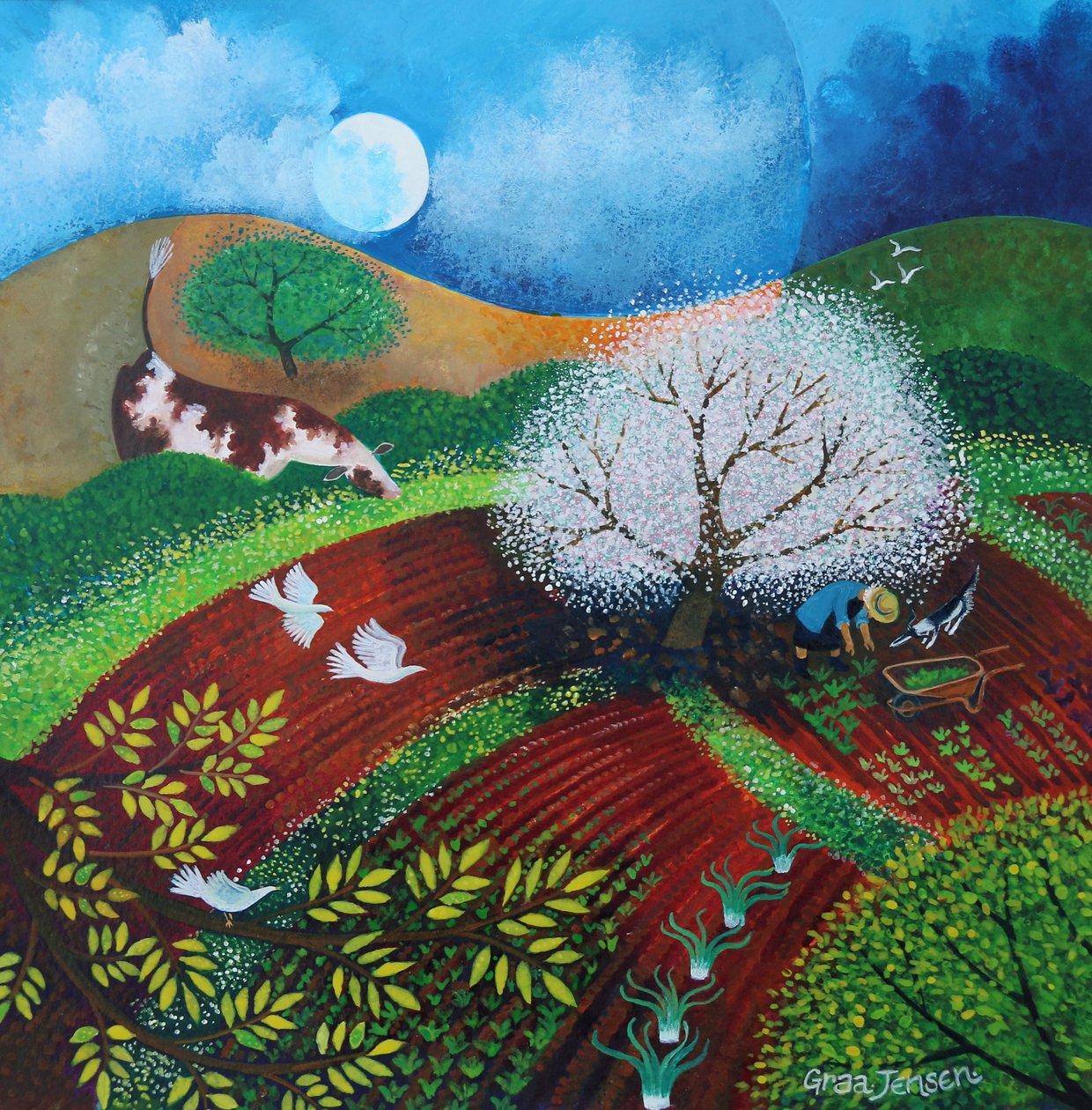 Nosy Cow revised, 2024 (akril, vászon) alkotó: Lisa Graa Jensen