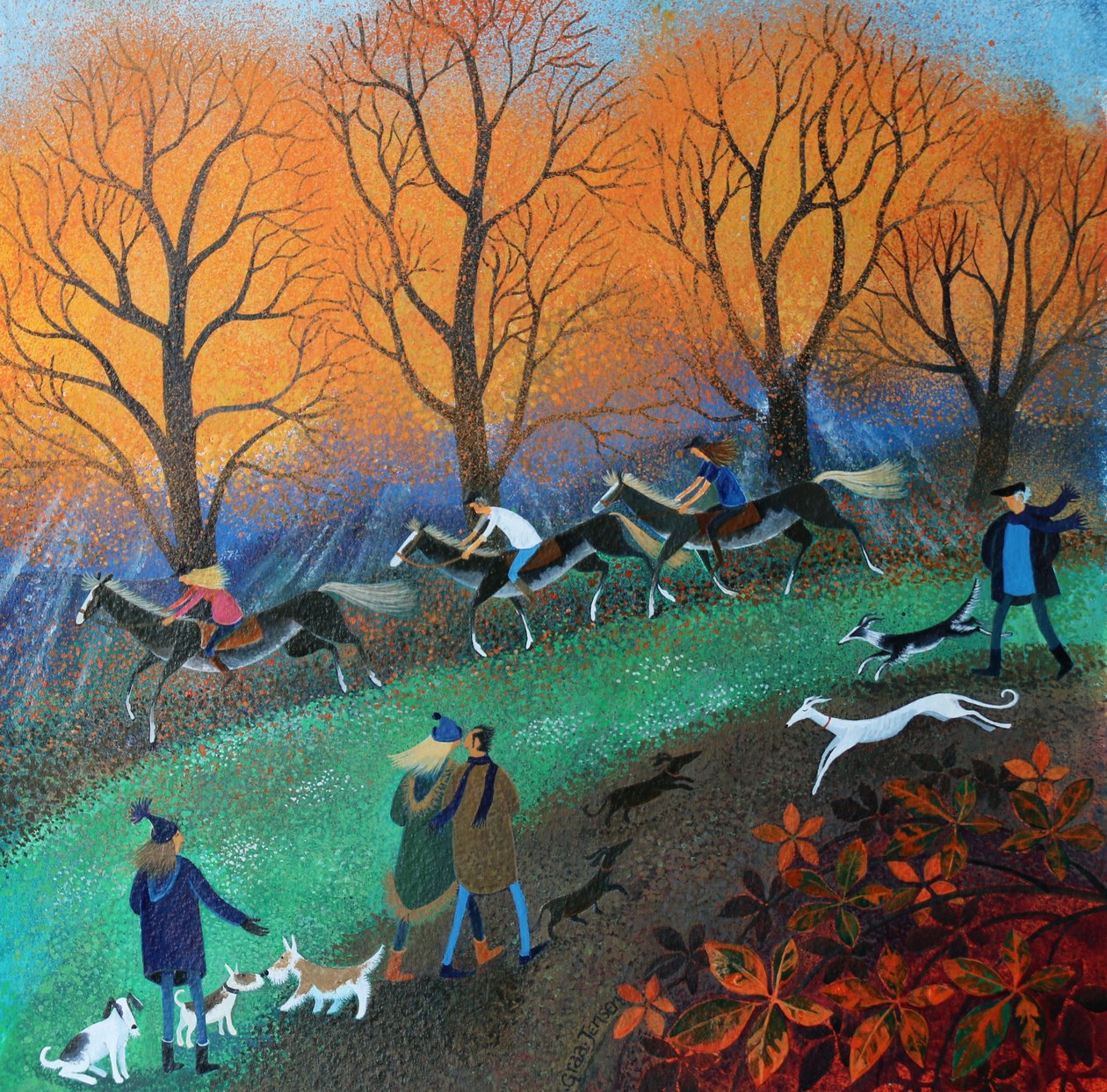 Ponies on the Common, 2017, (akril tinták papíron) alkotó: Lisa Graa Jensen