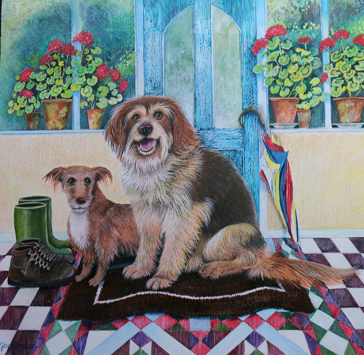 Time for Walkies, 2021, (akril, papír) alkotó: Lisa Graa Jensen