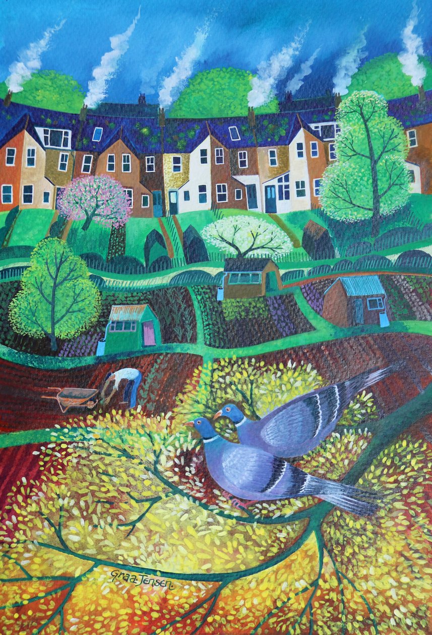 Wimbledon Park Doves, 2017, (akril tinták papíron) alkotó: Lisa Graa Jensen