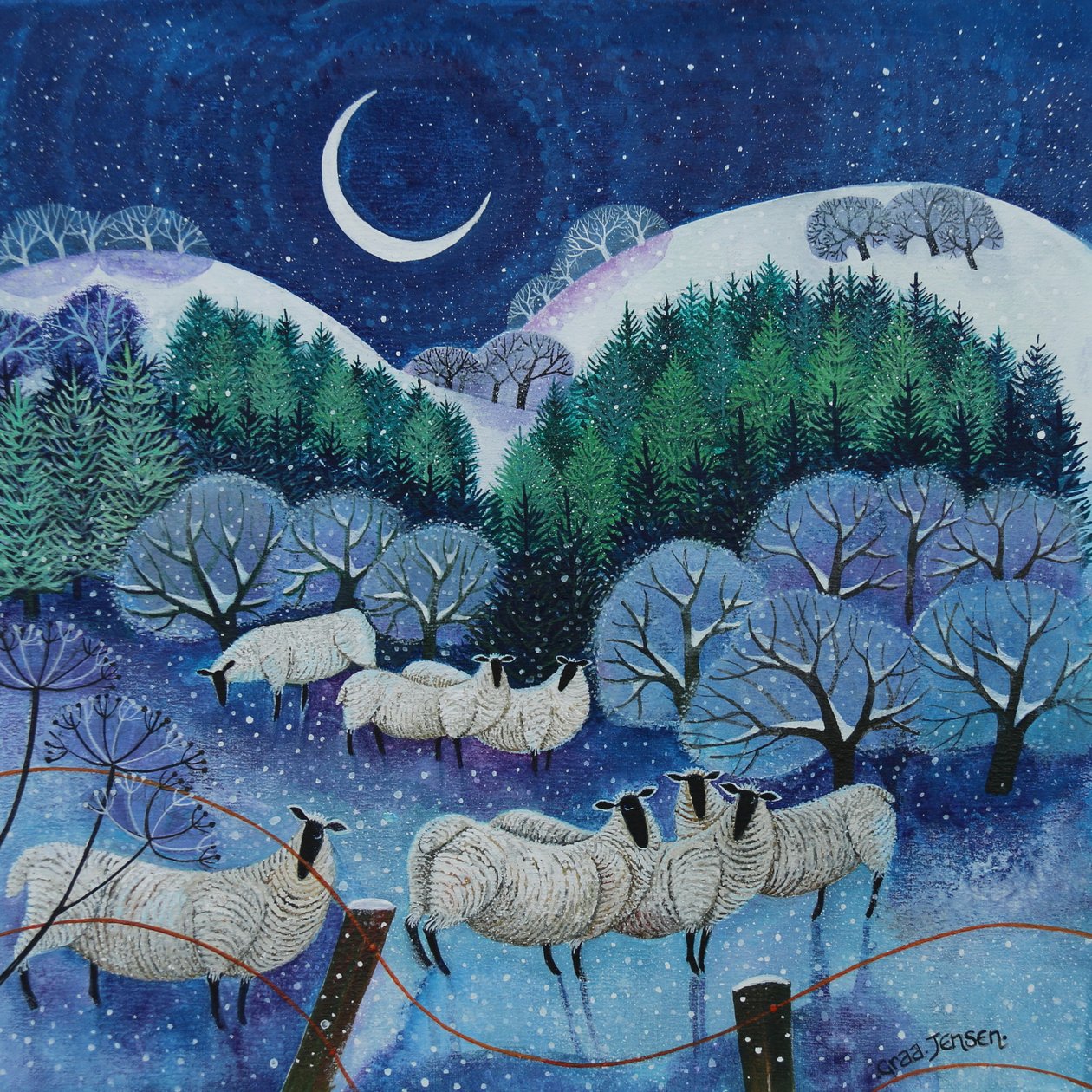 Winter Downland Sheep, 2024 (akril, vászon) alkotó: Lisa Graa Jensen