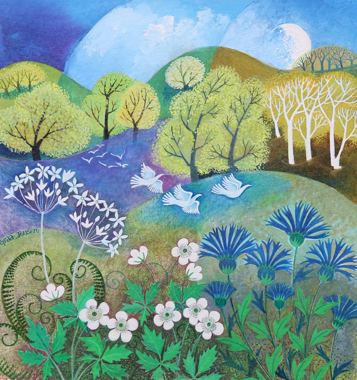 Wood Anemones, 2021, (akril, vászon) alkotó: Lisa Graa Jensen