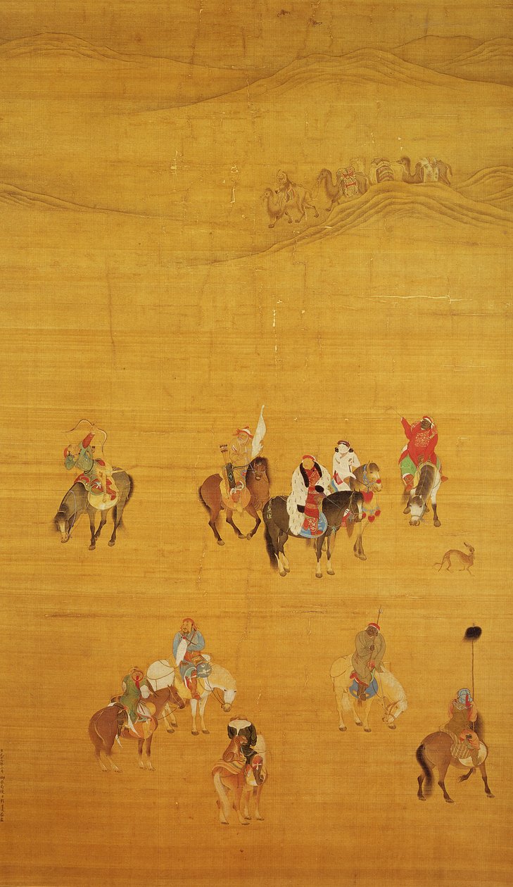 Kublai kán (1214-94) Vadászat, Jüan-dinasztia (tinta és szín a selyemen) (a részletekért lásd: 110534 és 226021) alkotó: Liu Kuan tao