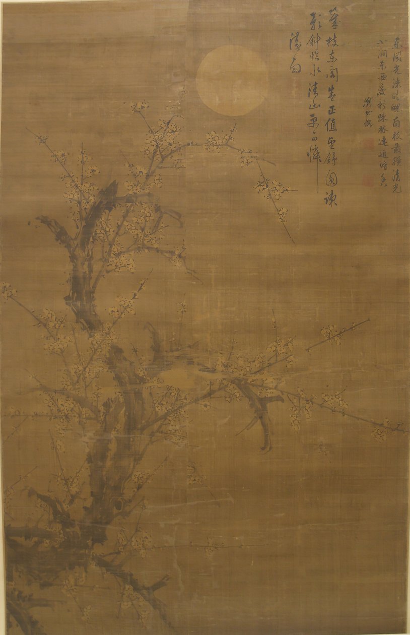 Virágzó szilva holdfényben és hóban, 16. század. alkotó: Liu Shiru