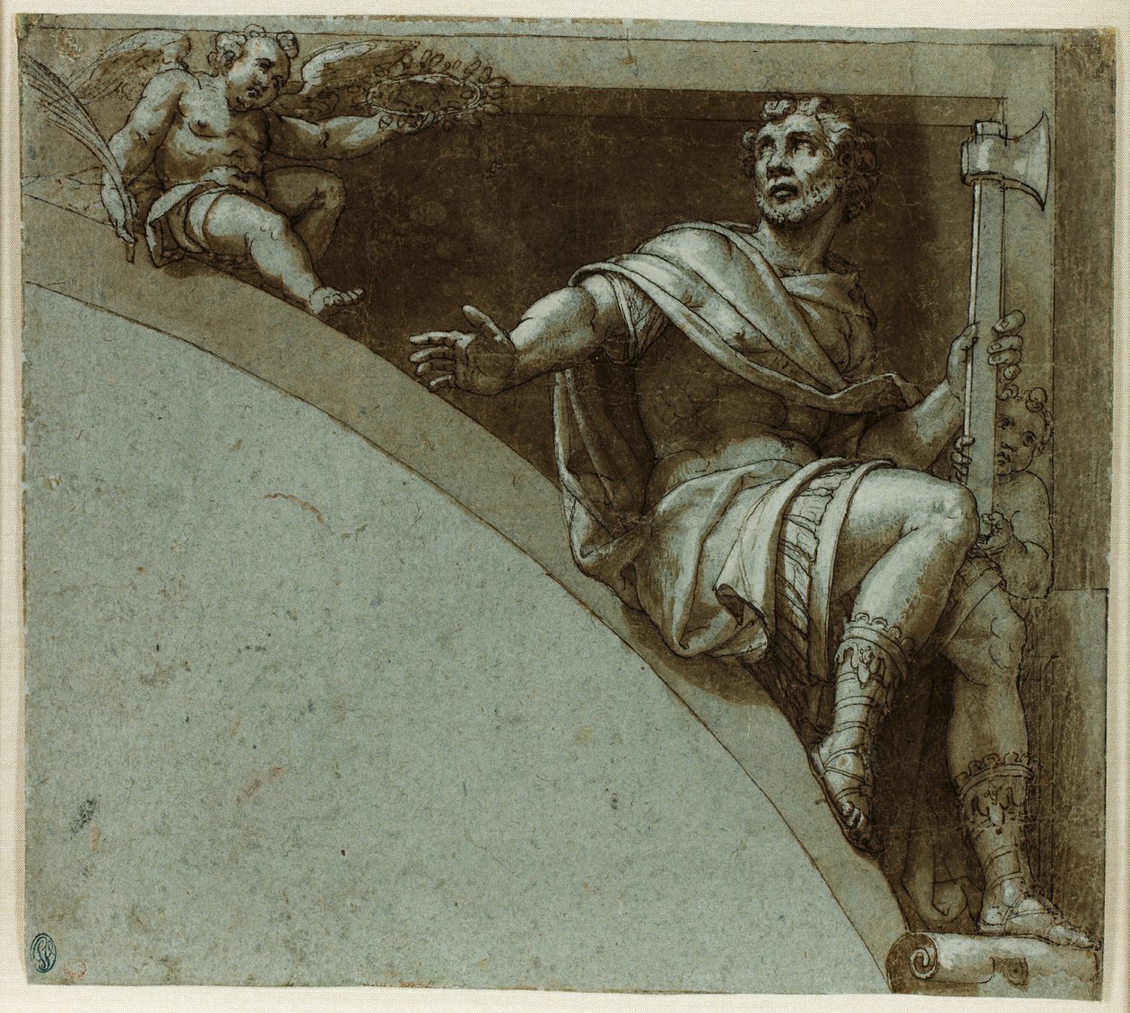 Design for a Spandrel: egy római mártír és két putti – Szent Júdás apostol alkotó: Livio Agresti